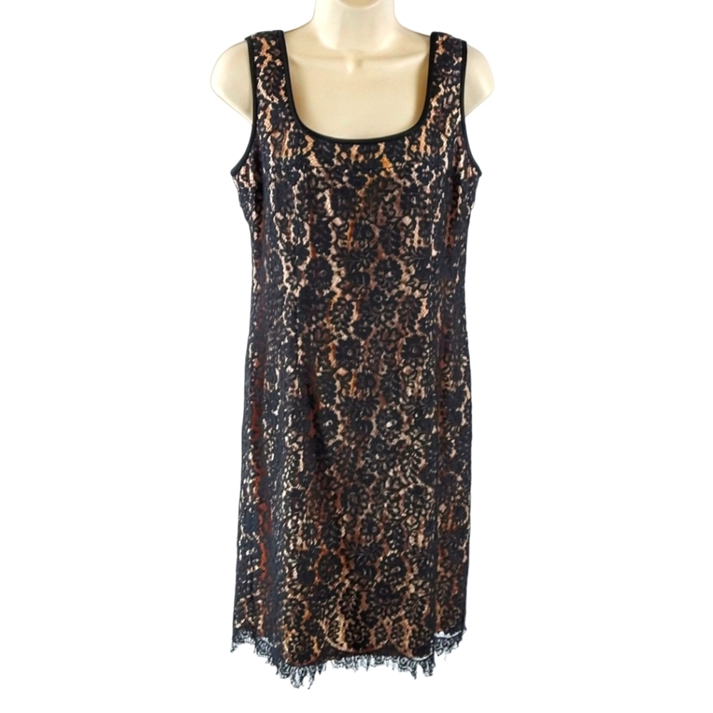 Donna Ricco black lace overlay sleeveless dress